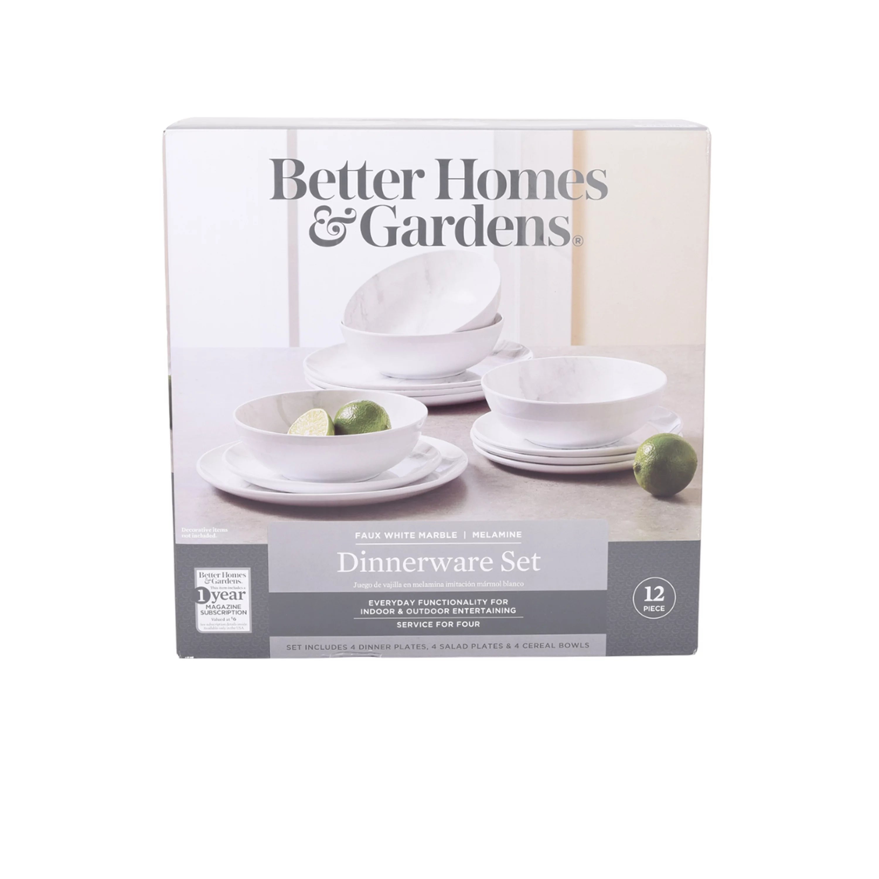 12-Piece Melamine Grey and White Marble Dinnerware Set P807