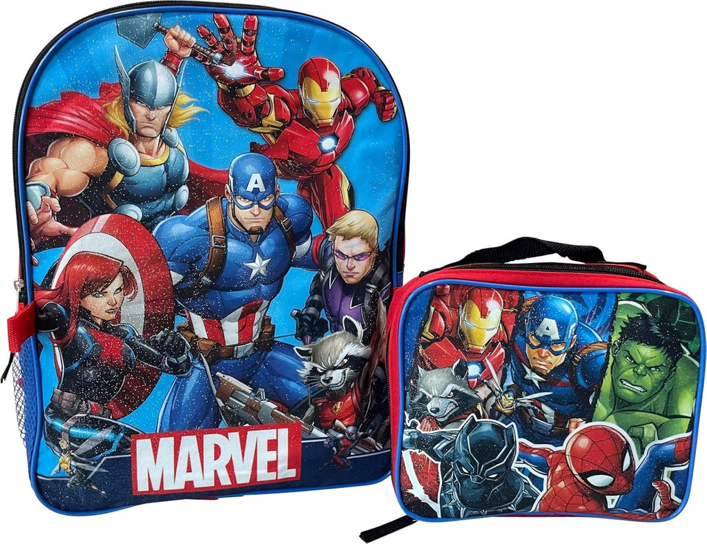 15 Inch Kids Backpack With Removable Lunch Box Set (Red-Blue) A678