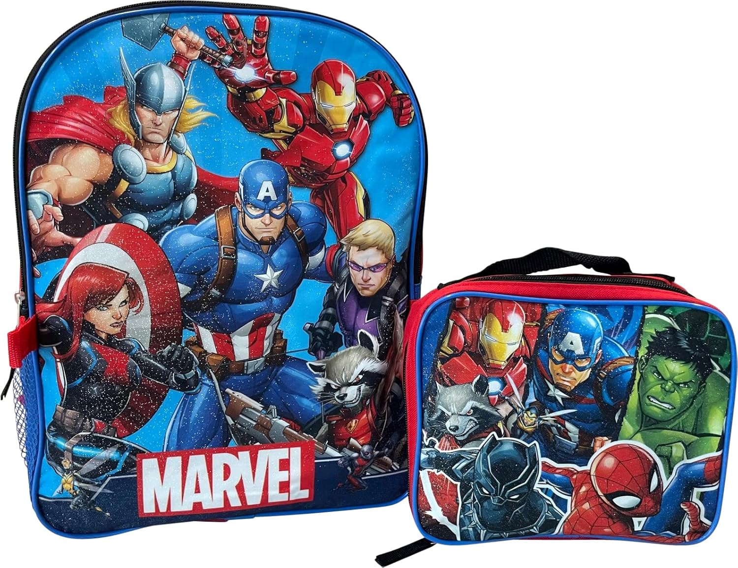 15 Inch Kids Backpack With Removable Lunch Box Set (Red-Blue) A678