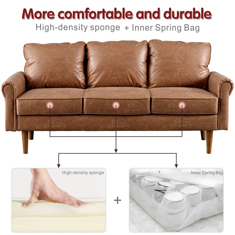 74.01" Rolled Arm Sofa W302