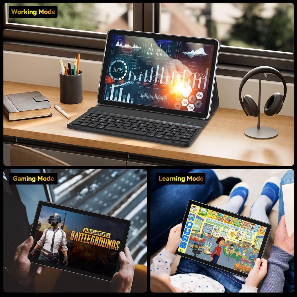 Black 10inch 128GB Android 12 Tablet with Keyboard I910585