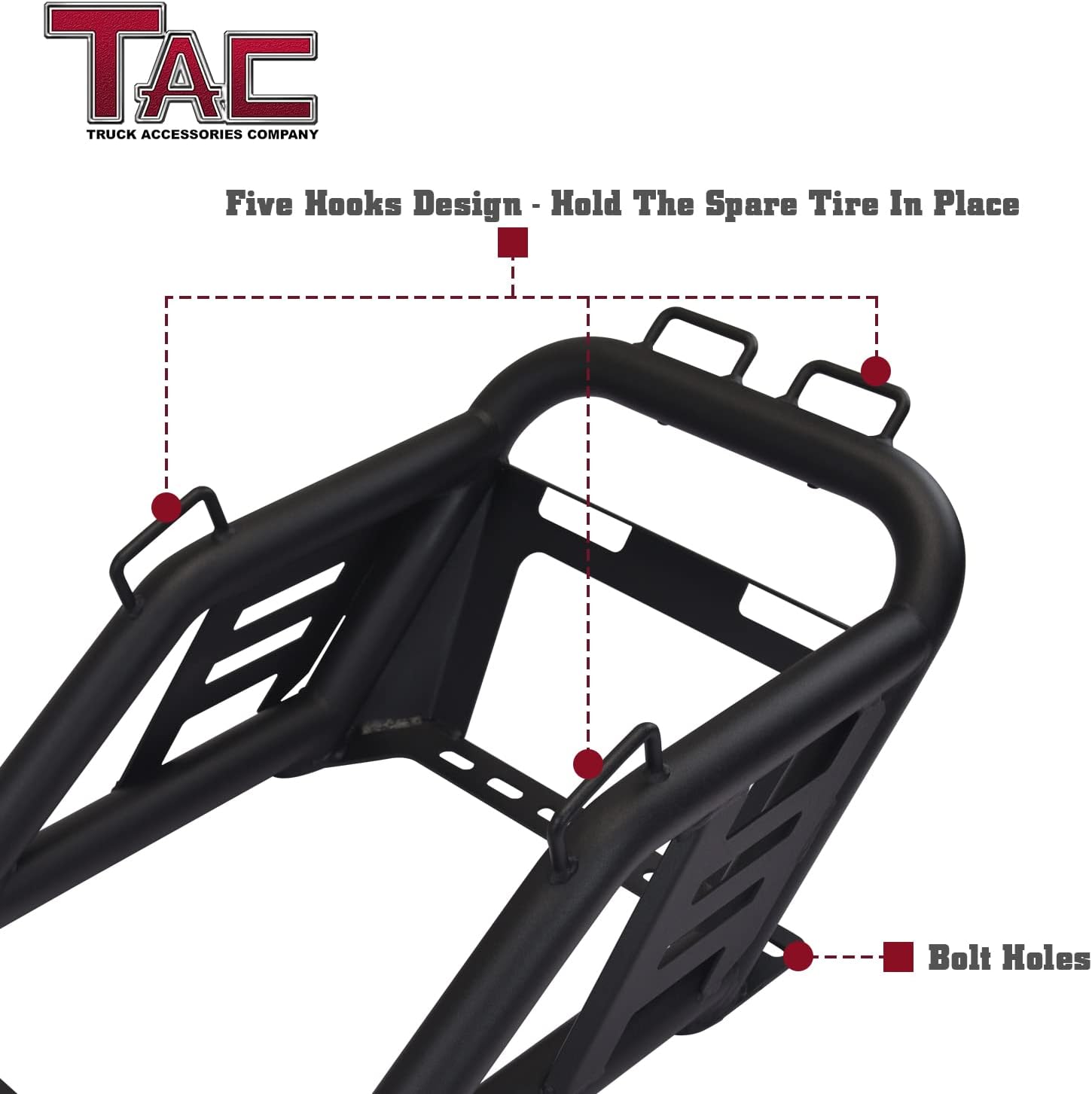 Fine Textured Black Universal Spare Tire Carrier for 40 inch Tire H704