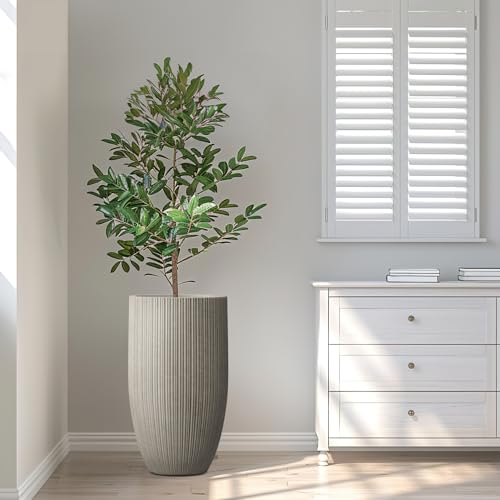 24 Inch Tall Concrete Planter with Drainage Hole L3890