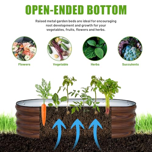 Galvanized Raised Garden Bed, 4x2x1ft Oval Metal Planter Box J111