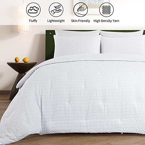 Oversized King White Seersucker Comforter 3 Piece Set A818730