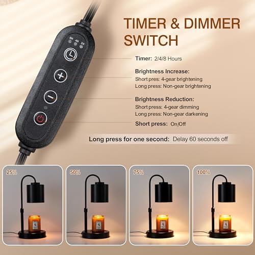 White Gold Height Adjustable Electric Candle Warmer with Timer and Dimmer W291