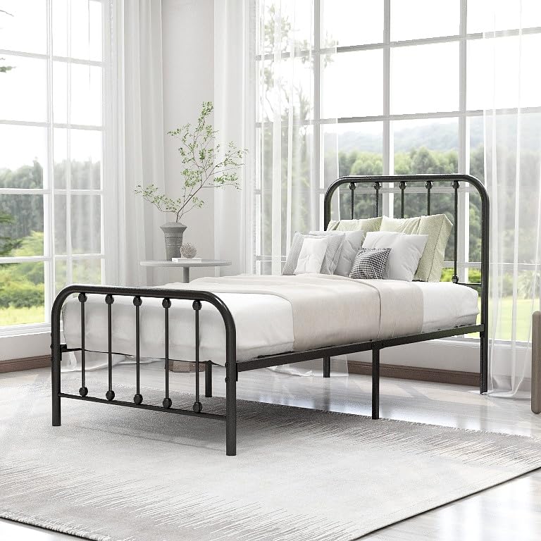Gold Twin Size Metal Platform Bed Frame I497887