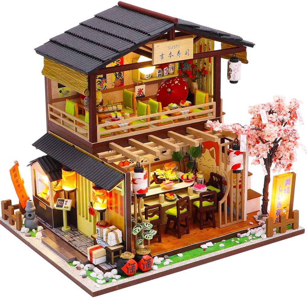 DIY Wooden Dollhouse Kit with Furniture, 1:24 Scale G404