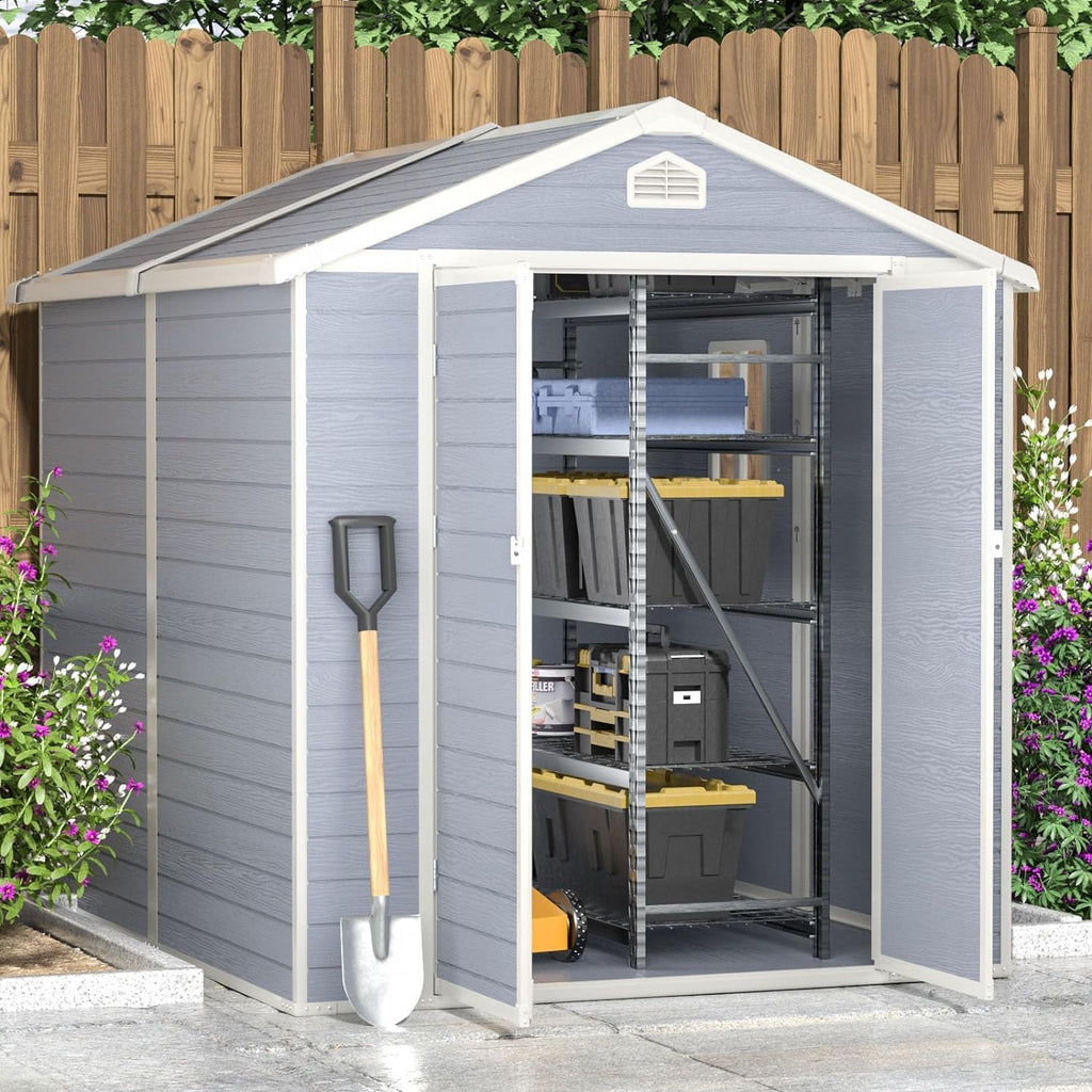 Gray 6'x8' Resin Outdoor Storage Shed O715326