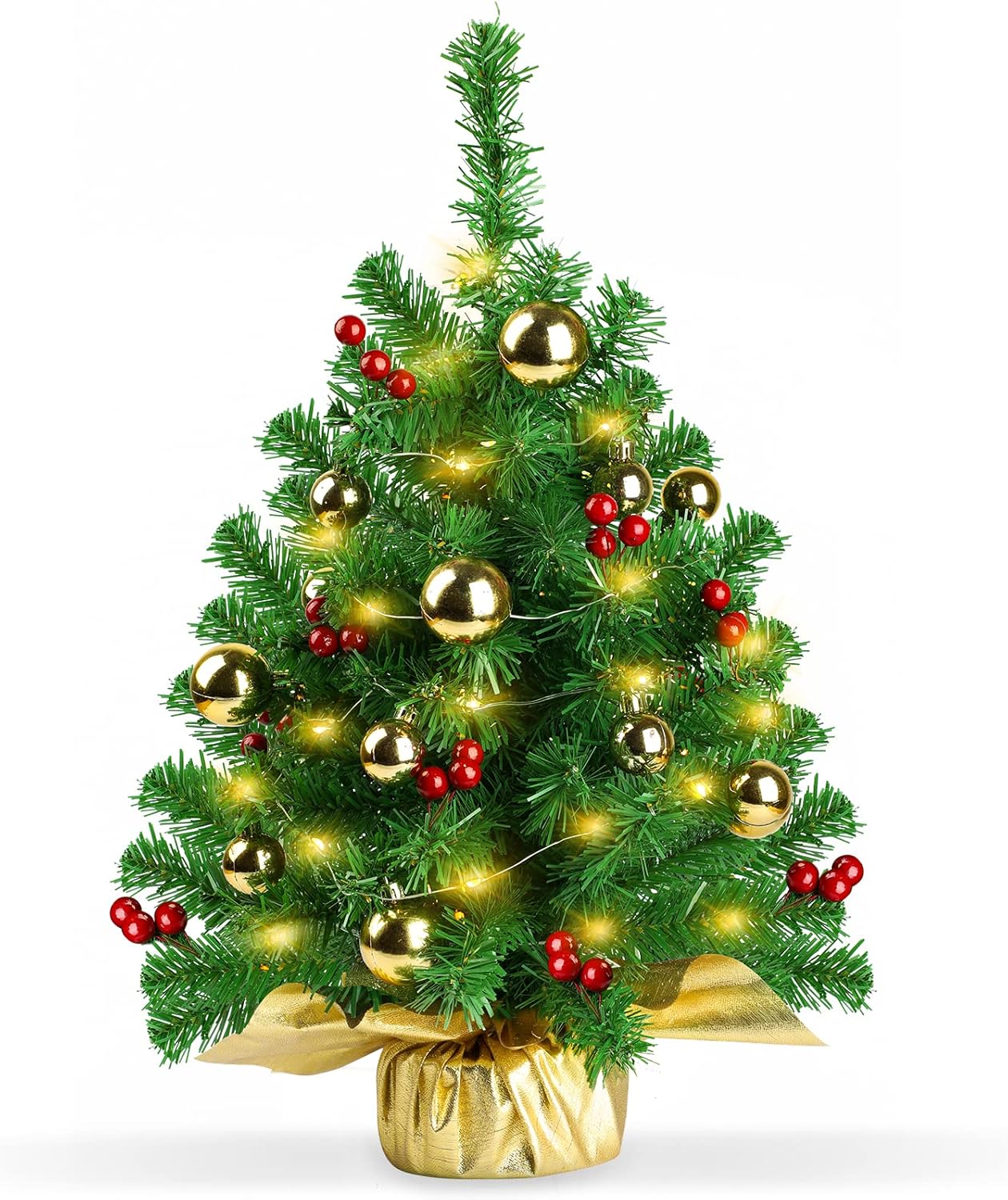 22inch Prelit Mini Artificial Christmas Tree with Warm Yellow LED Lights C722184