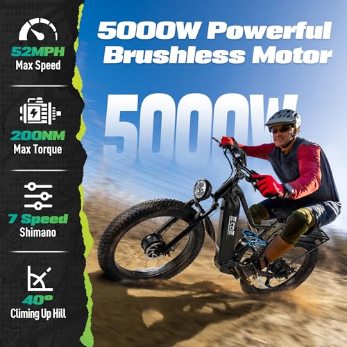 5000W Dual Motor Electric Bike 60V 32AH Battery 26x4 Fat Tire Full Suspension 7-Speed Gear Electric Bicycle A244799