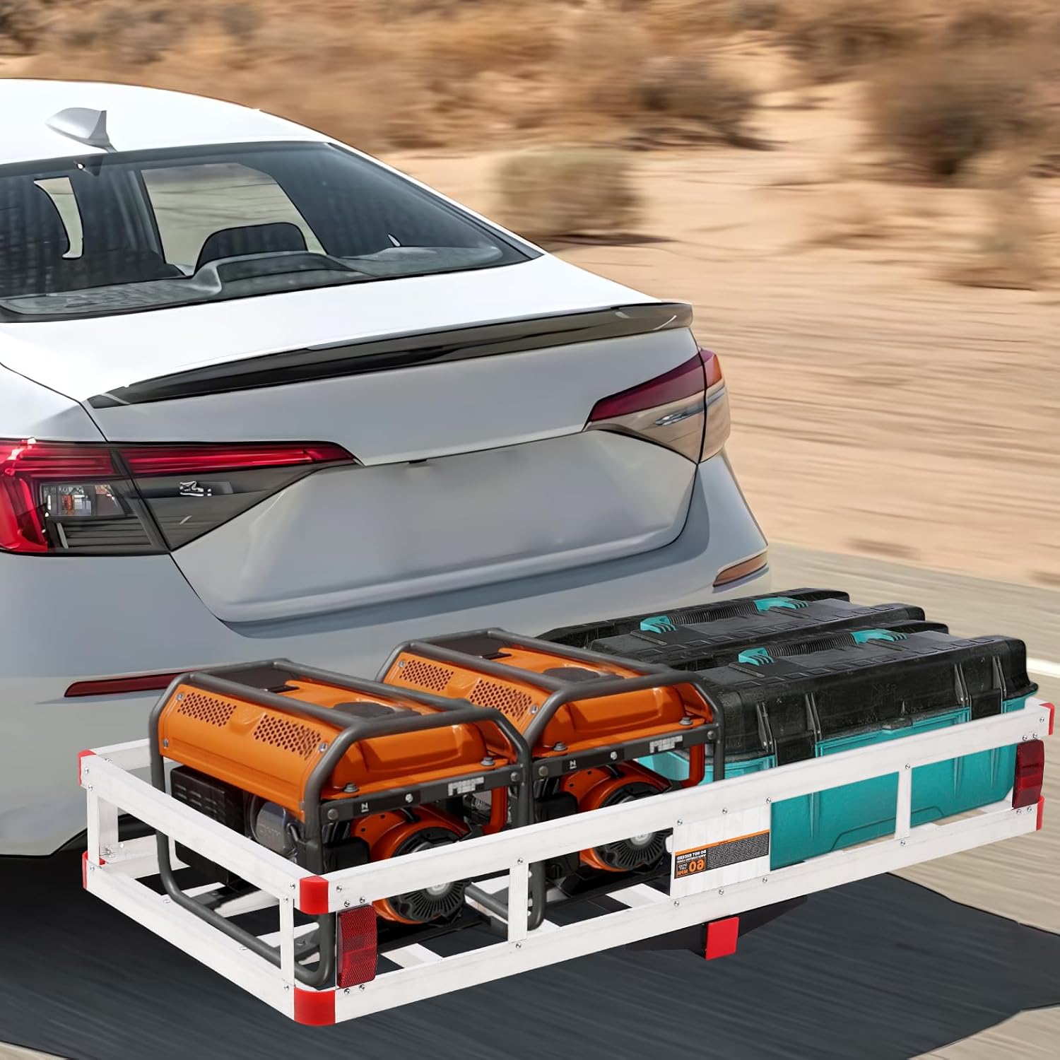 Aluminum Cargo Carrier Basket 49.4 x 22.4 x 7.1 inch for 2" Hitch Receiver 500lb Capacity Silver P380064