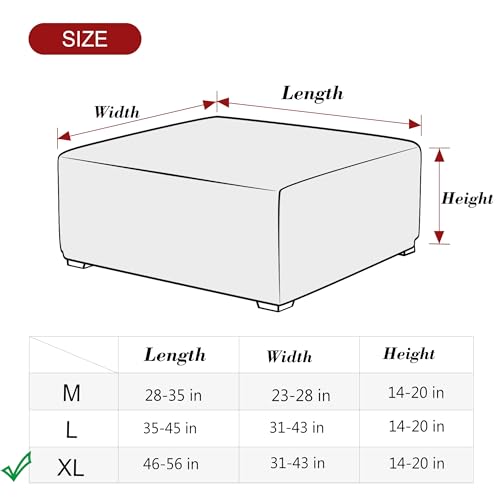 Beige Knitted Jacquard Square Ottoman Cover with Elastic Bottom Y2350