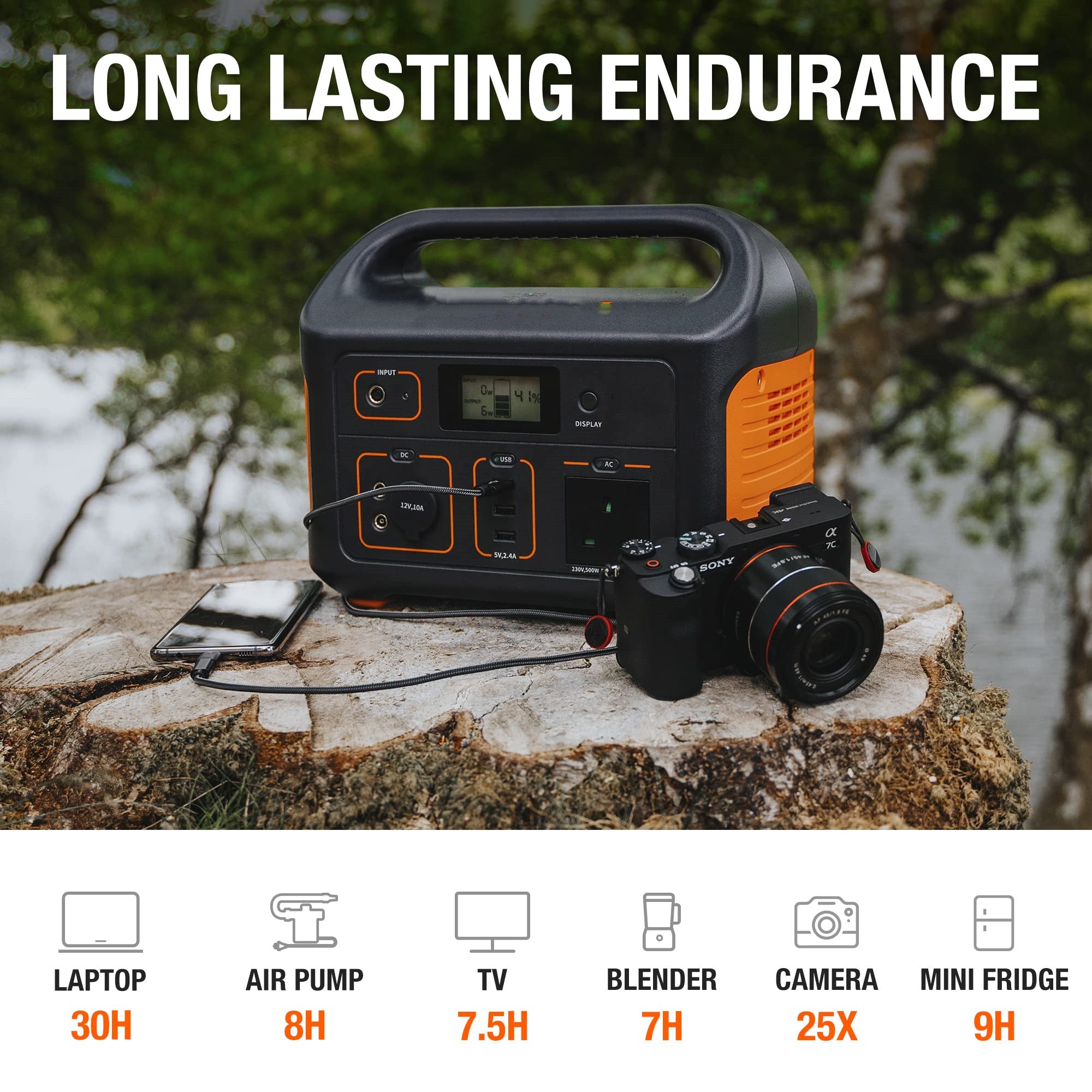 518Wh Portable Lithium Power Station with AC Outlet Y898853