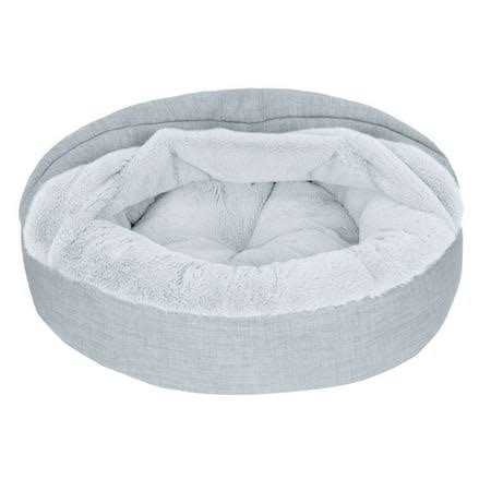 Plush & Performance Linen Hooded Donut Pet Bed L556