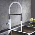 White & Chrome Single Handle Solid Brass Kitchen Faucet K876245