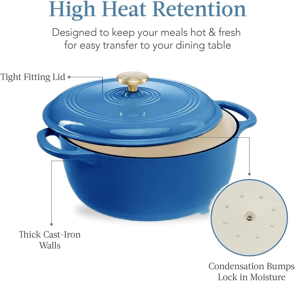 7.5 Quart Enamel Cast-Iron Round Dutch Oven with Lid A28741