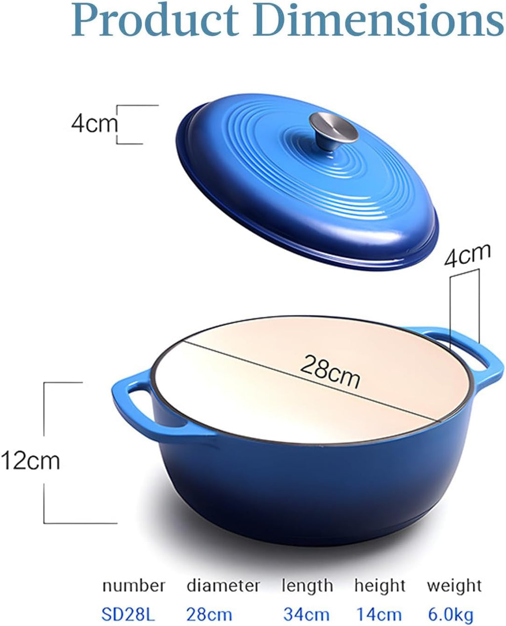 7.5 Quart Enamel Cast-Iron Round Dutch Oven with Lid A28741
