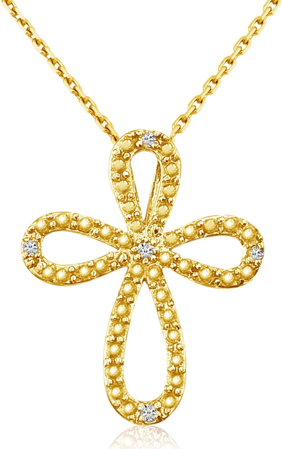14K Yellow Gold Greek Cross Round Diamond Pendant Z89979
