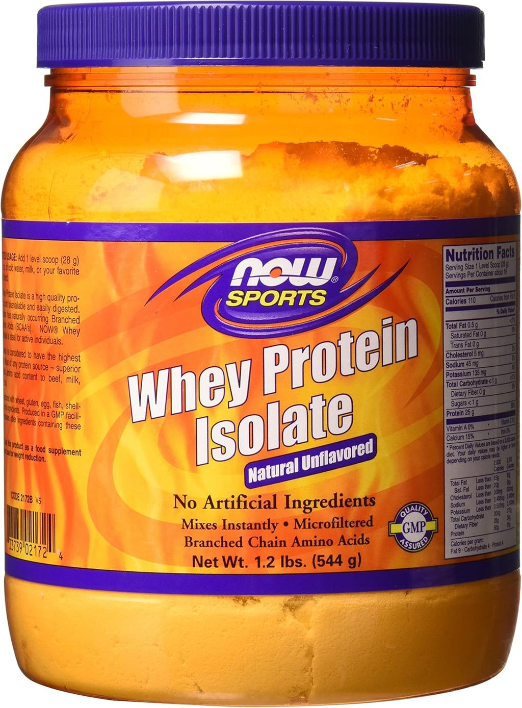Unflavored Whey Protein Isolate Powder with BCAAs 1.2 lb A31697