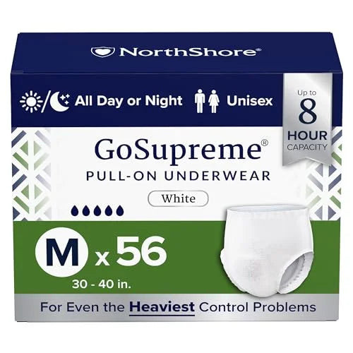 Medium White Unisex Adult Diapers, 56 Count G714