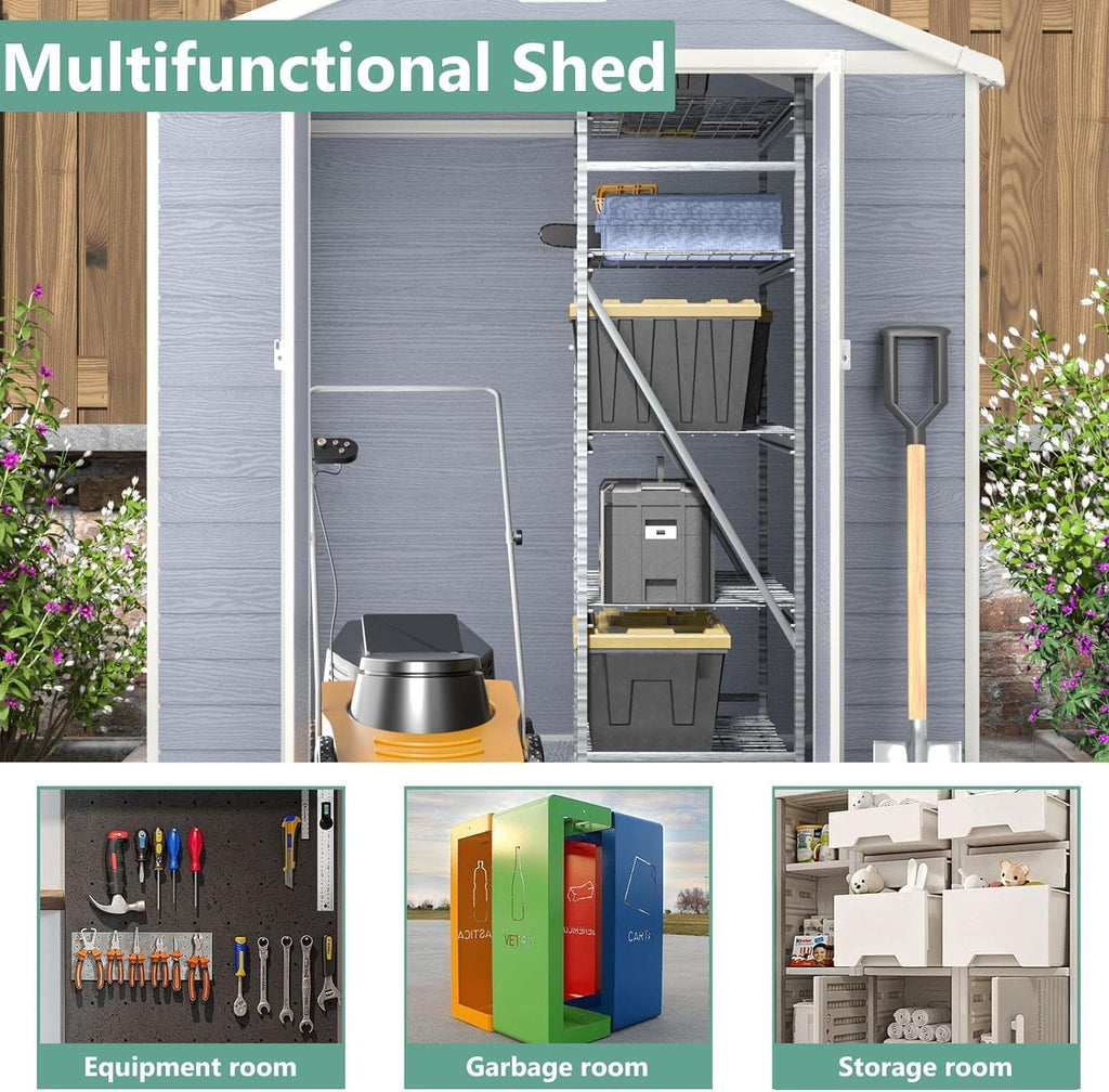 Gray 6'x8' Resin Outdoor Storage Shed O715326