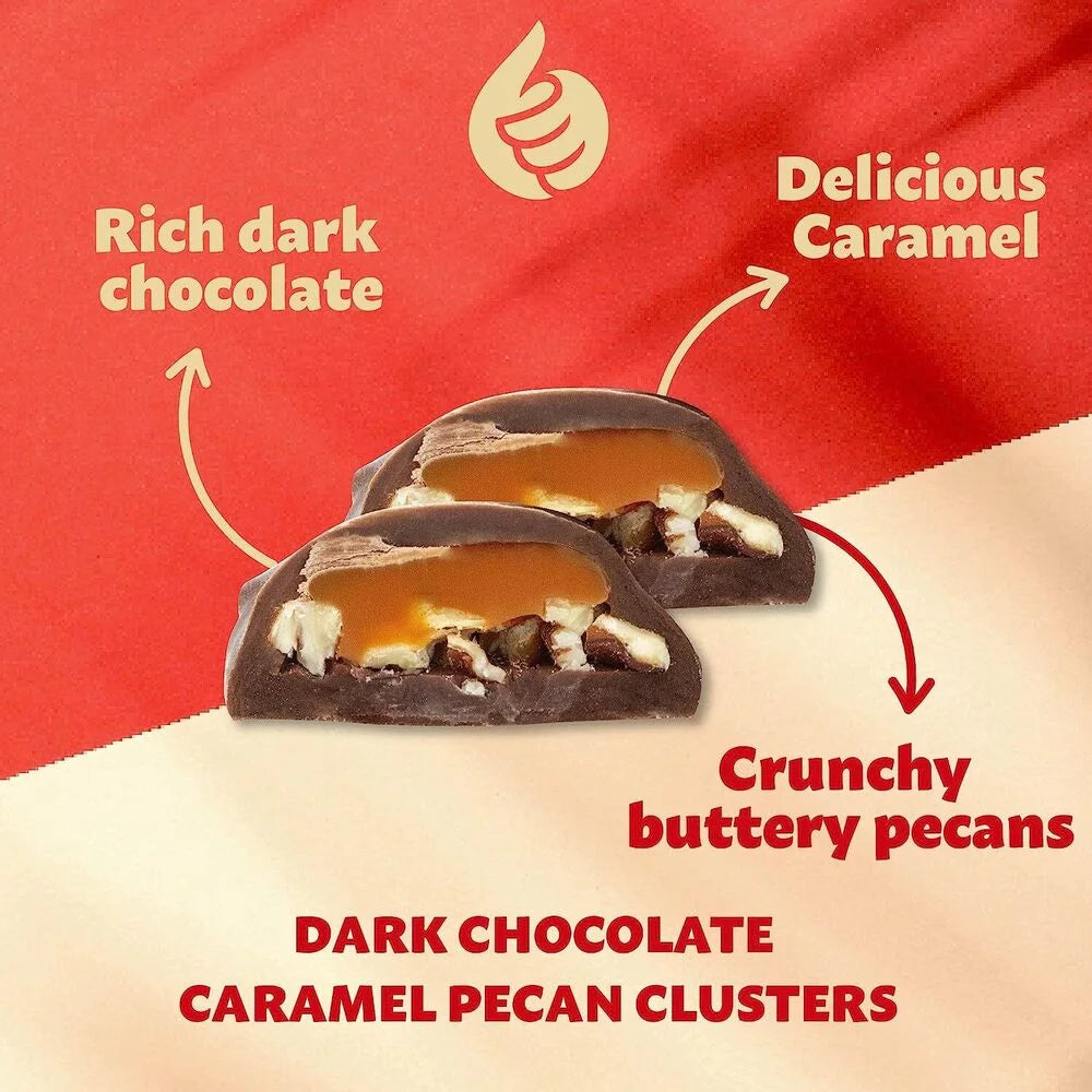 Dark Chocolate Caramel Pecan Clusters Candy, 24-Ounce Bag V228