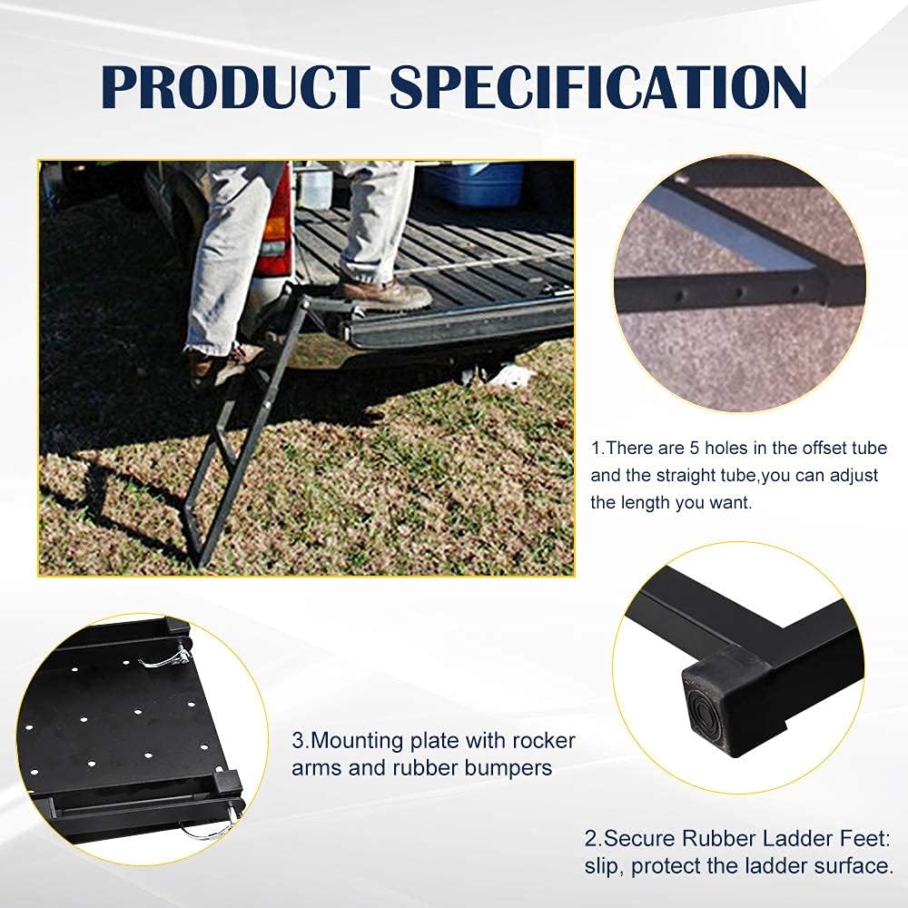 Black 42 Inches Steel Tailgate Ladder Pack of 2 K341658