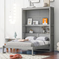 Queen Size White Wood Murphy Bed with Shelves X6139