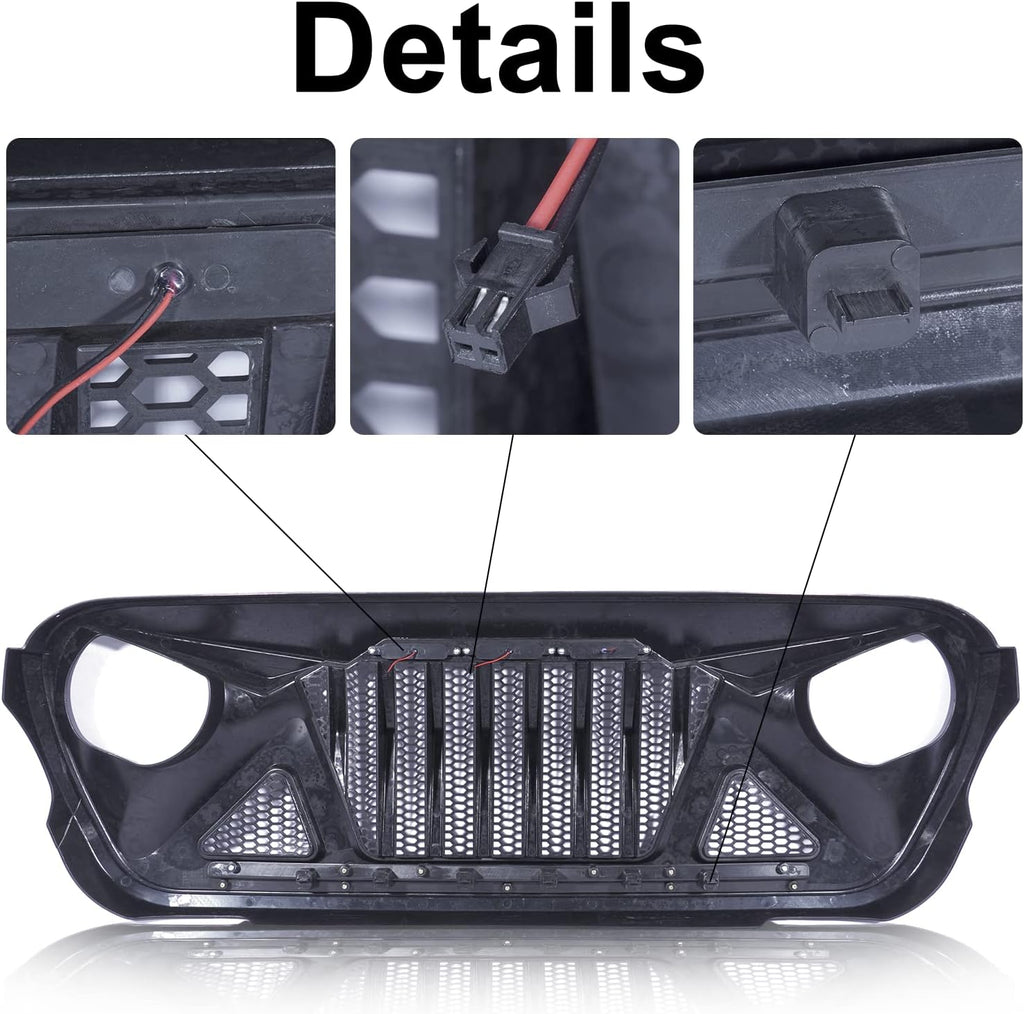 Front Grille with Amber LED Lights for Jeep Wrangler JL JLU Gladiator JT U1135
