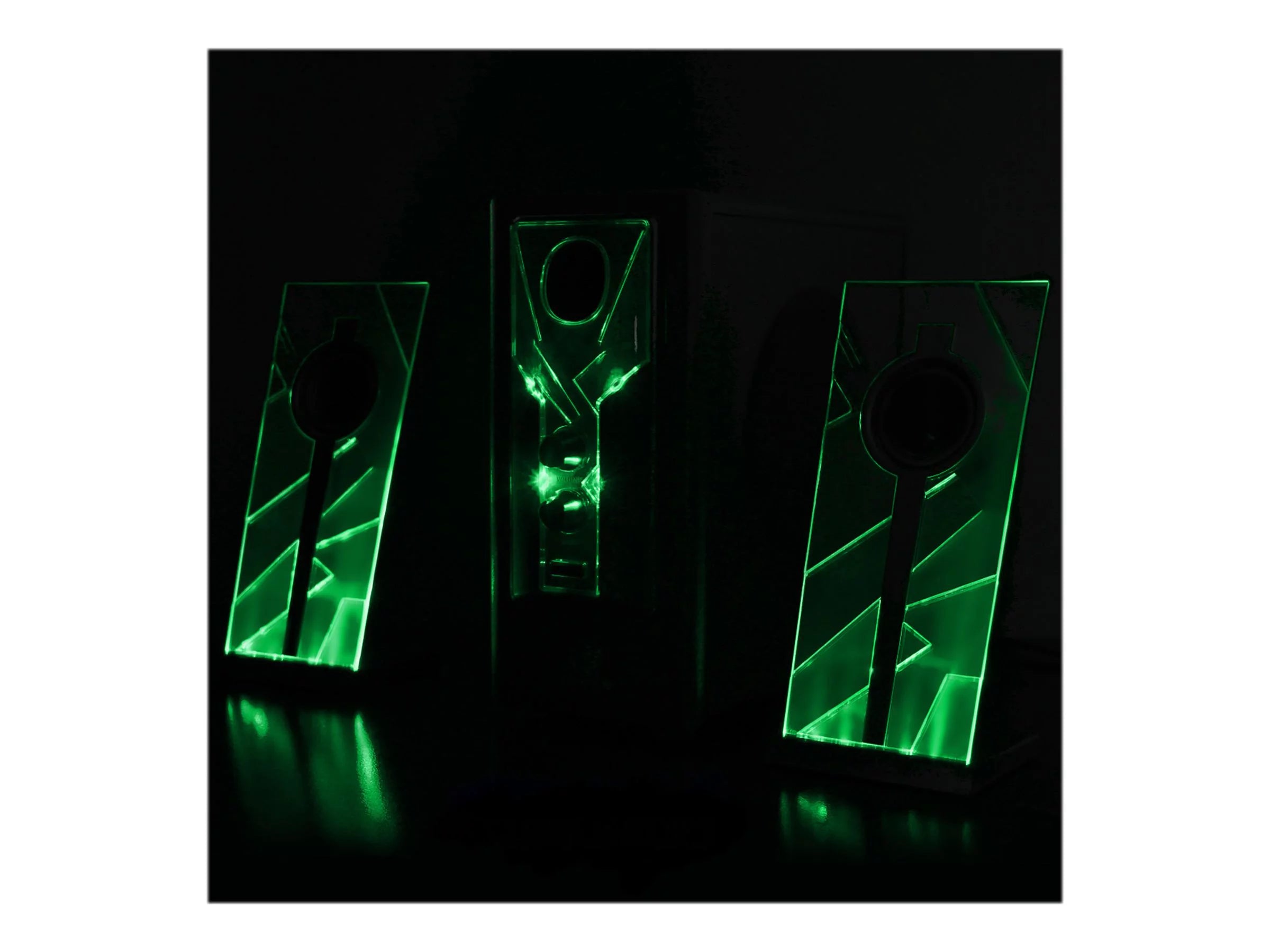 Computer Speakers with Green LED Glow Lights N3642