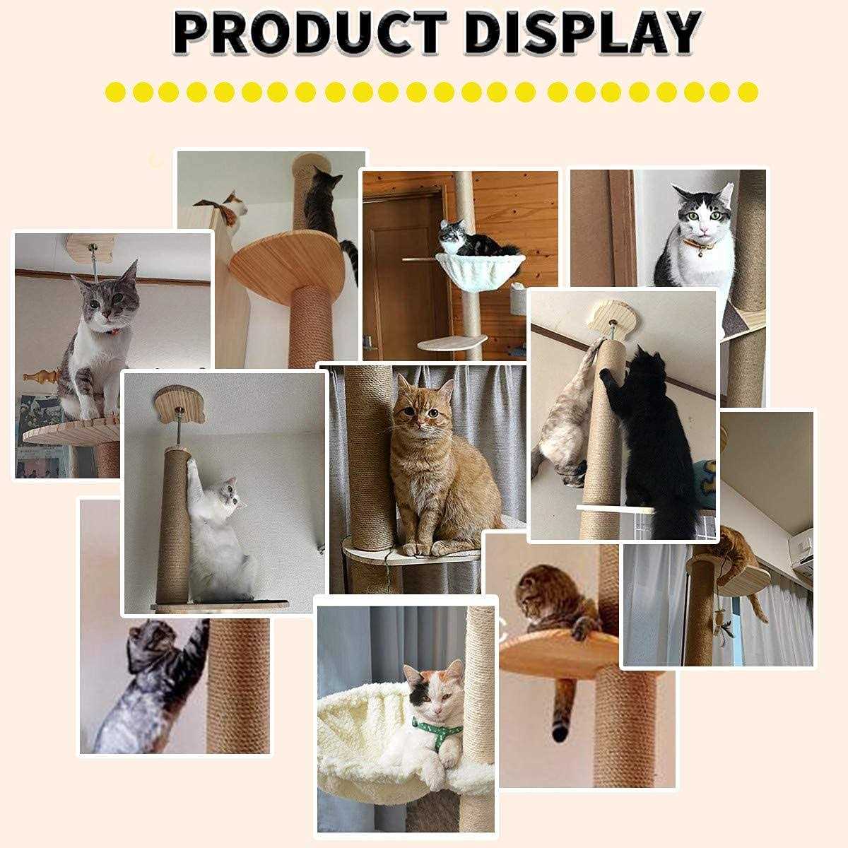 Floor-to-Ceiling Cat Tree with Natural Sisal Rope Scratching Post J956090