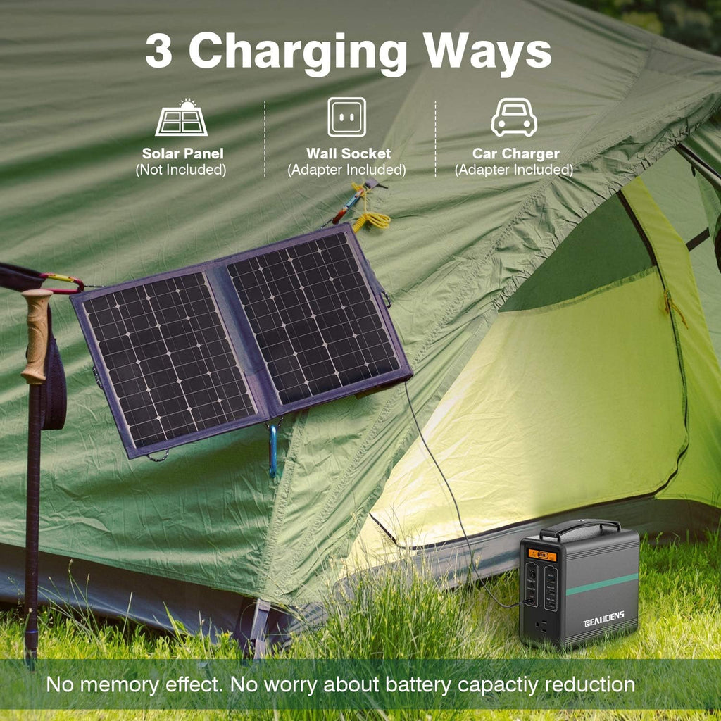 Portable Power Station 166Wh LiFePO4 Battery Solar Generator 110V/150W AC Outlet Q592593