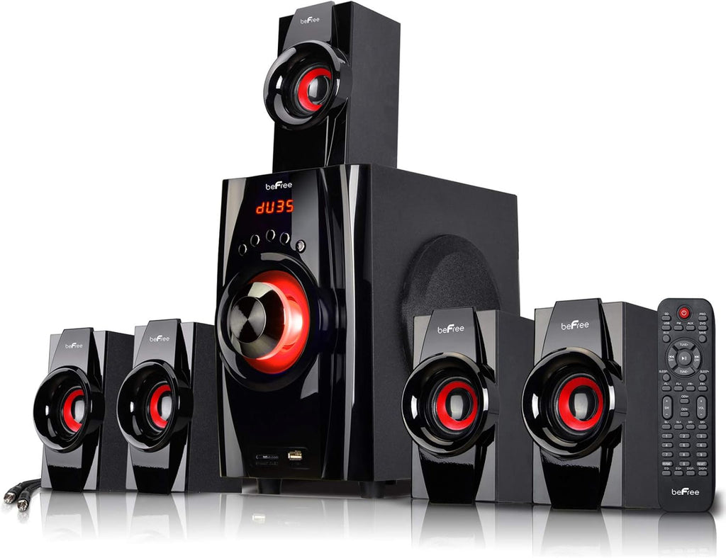 Red 5.1 Channel Bluetooth Speaker System with Remote Control R372