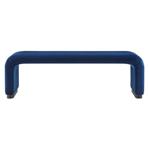 60" Performance Velvet Waterfall Long Bench in Black Moss Green U945