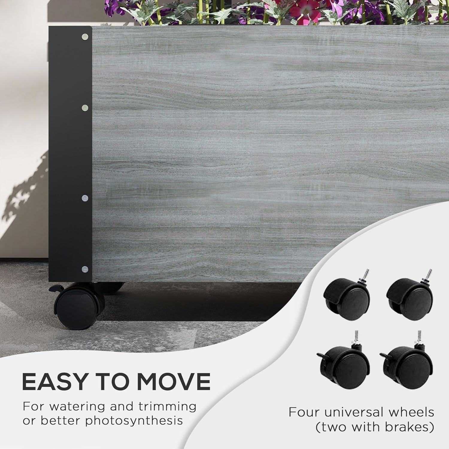 Gray Raised Garden Bed with Trellis Y85136