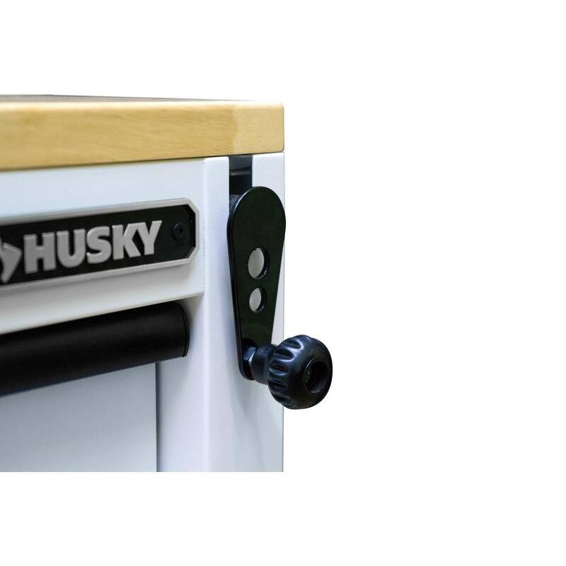 72 in. W Heavy Duty Matte White Mobile Workbench Cabinet with Wood Top H105