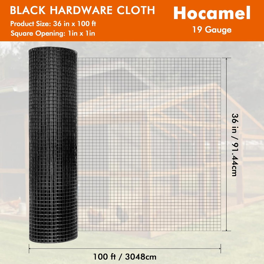 1/2 inch 36 x 100 ft 19 Gauge Black PVC Coated Galvanized Wire Mesh Roll C4786