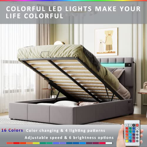 Queen Velvet Upholstered Storage Bed with LED Light G93941