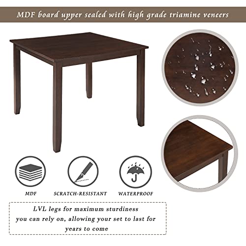 5-Piece Espresso Dining Table Set with Upholstered Chairs Z555