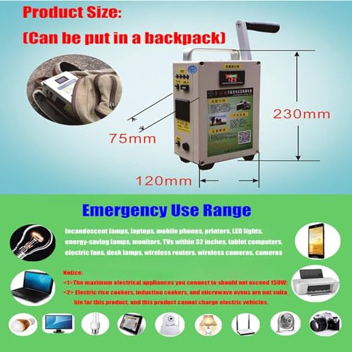 500W Crank Generator with Outlets DC/USB F7311