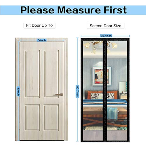 Transparent Insulated Door Curtain, Magnetic Thermal Door Cover, Self-Closing Magnetic Screen Door, Fits Doors up to 38" x 82" M3627
