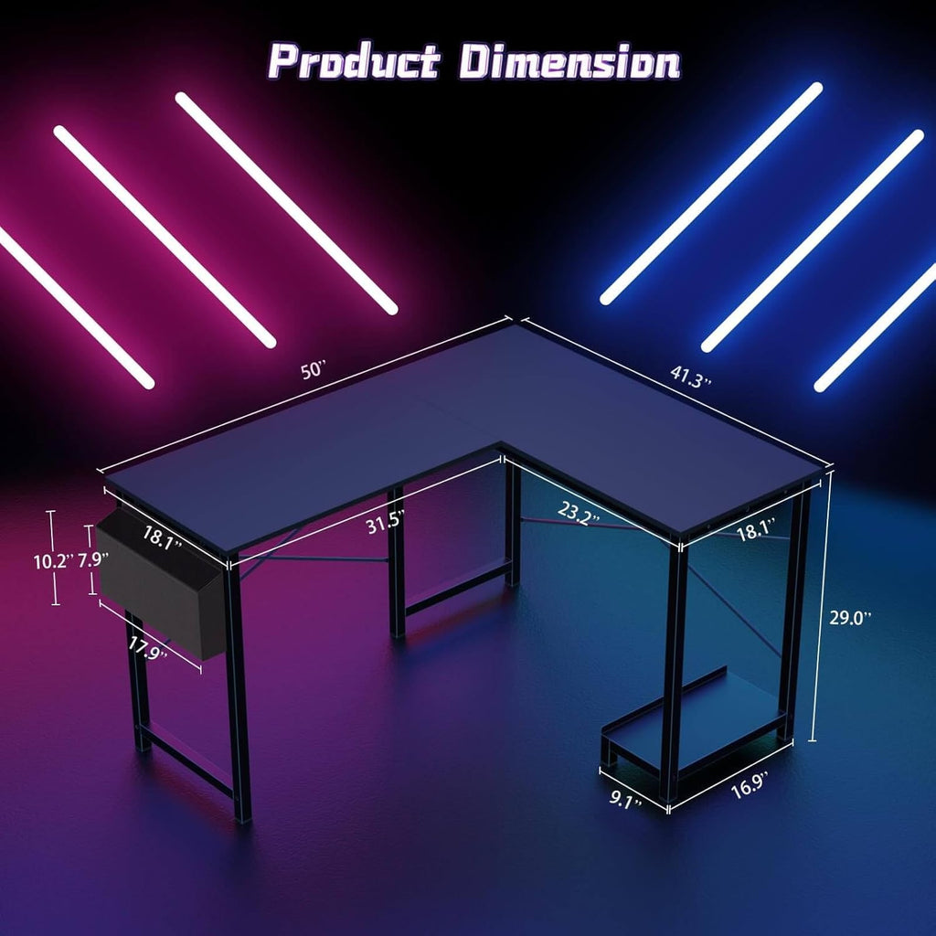 49 Inch L Shaped Computer Desk with Storage Shelves X383