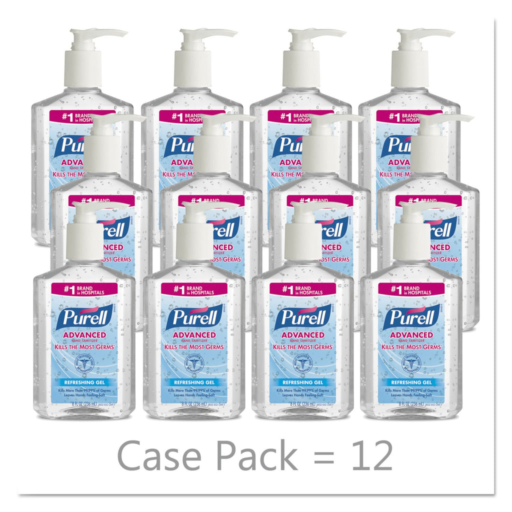 8 fl oz Pump Bottle Pack of 12 Hand Sanitizer Gel T1036