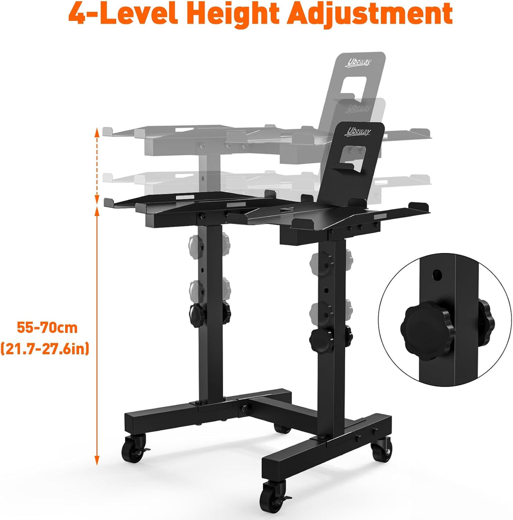 Adjustable Dumbbell Stand with 4 Level Height Adjustment and Wheels F921719