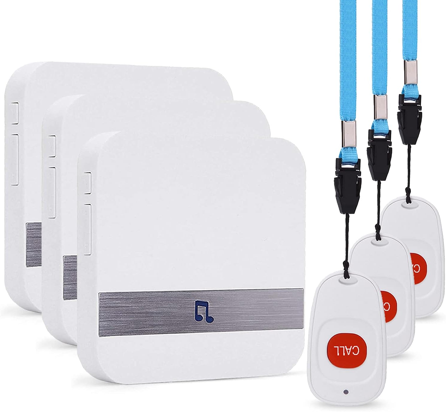 Wireless Life Alert Systems IP55 Waterproof Fall Alert Devices with Necklace (3 Call Buttons + 3 Receivers) R733595