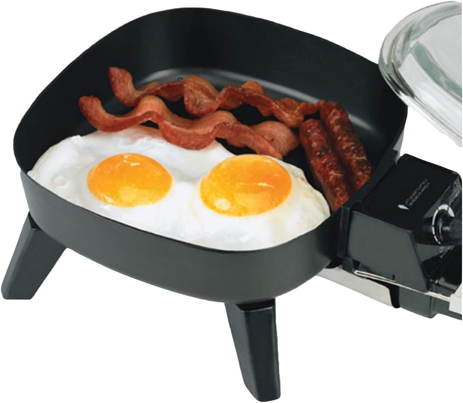6" Non-Stick Electric Skillet with Glass Lid, Black H5839