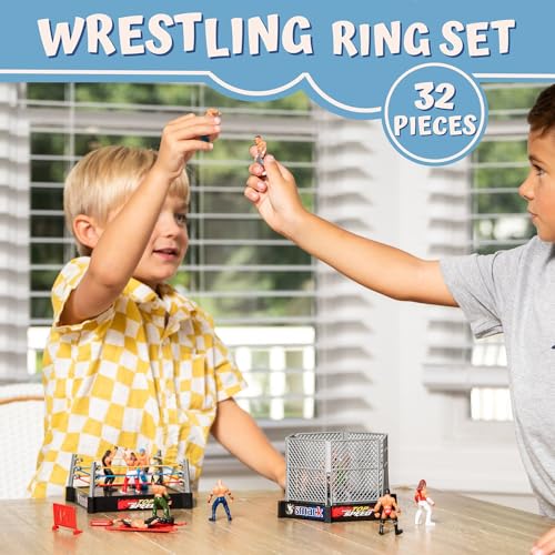 32-Piece 2" Wrestling Action Figures with Wrestling Ring O29969