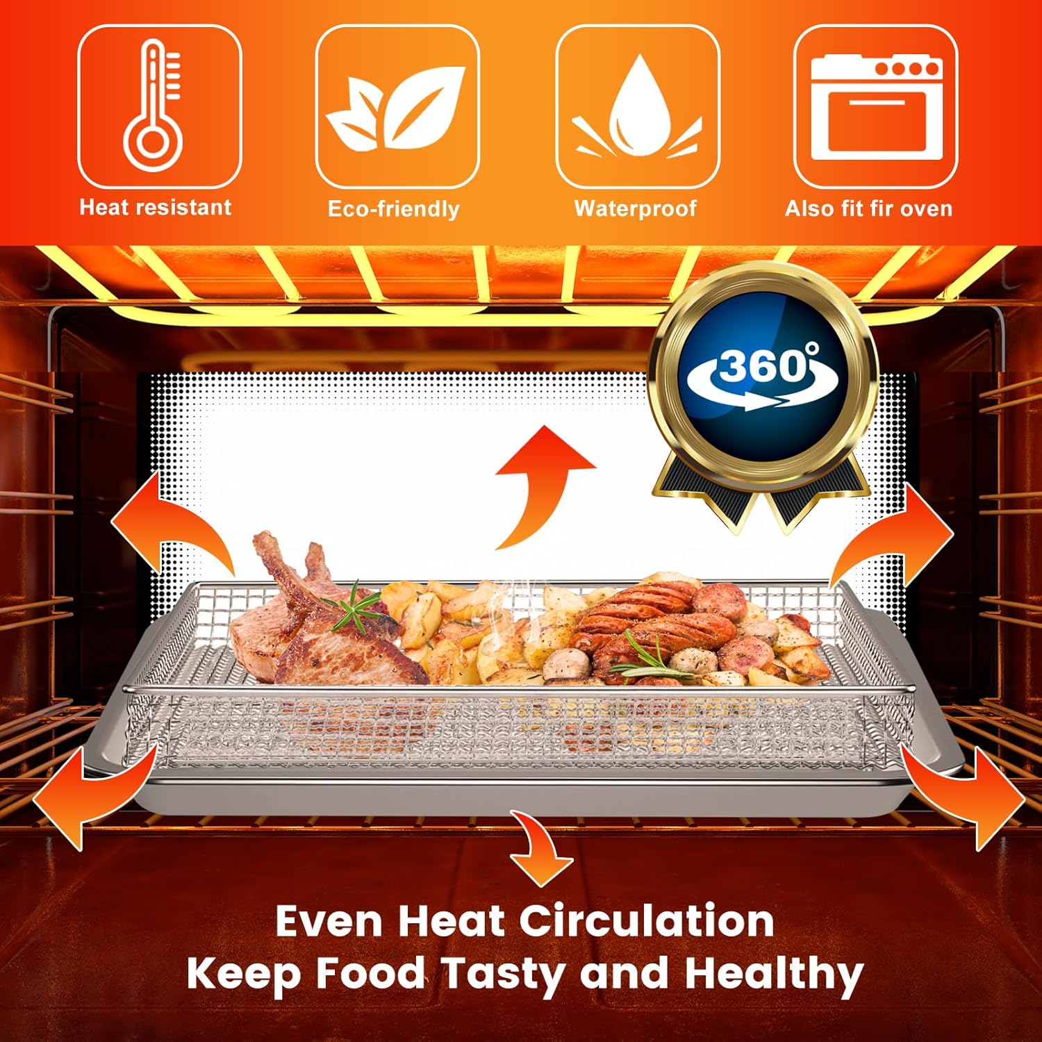 12.2 x 11 Inch Stainless Steel Mesh Air Fryer Basket Y3556