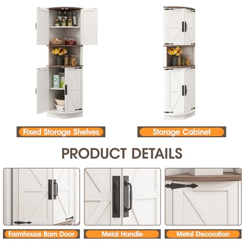 64.8" Tall Grey Corner Cabinet with 4 Doors and 5 Shelves G488
